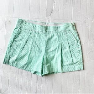 J Crew Mint Seersucker pleated short